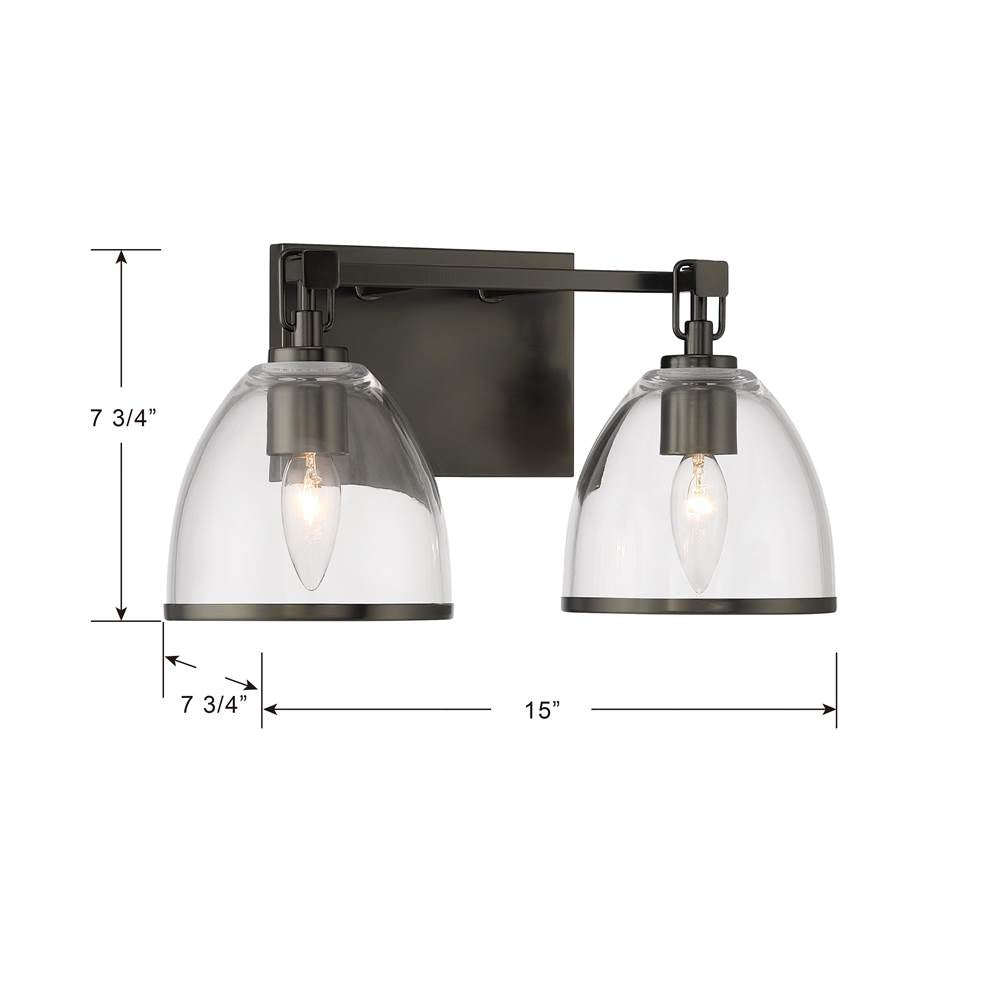 Minka-Lavery 15022-749 Rustic Gun Metal Wynnfrost 15'' Wide 2-light Vanity Image 3