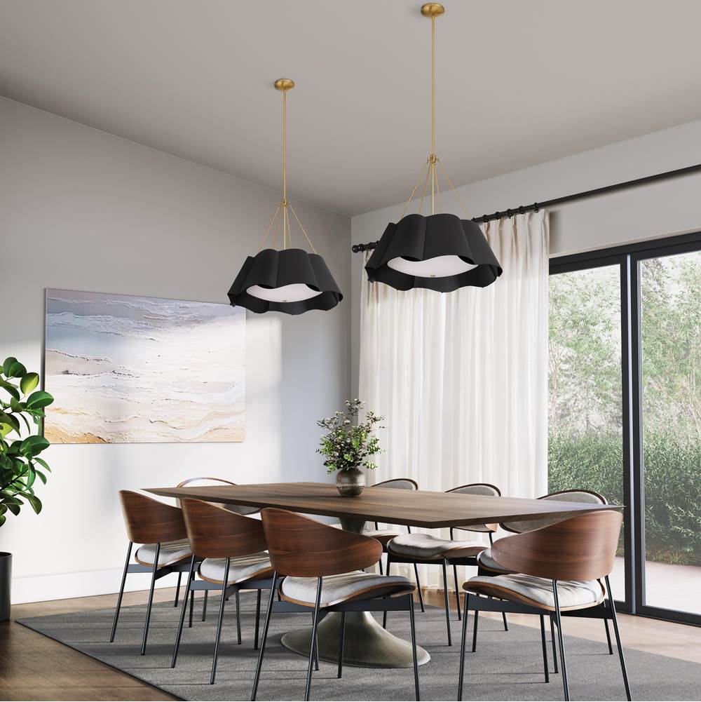 Minka-Lavery 3954-796 Dark Bronze With Legacy Brass Waveform 26'' 4-light Pendant Image 4