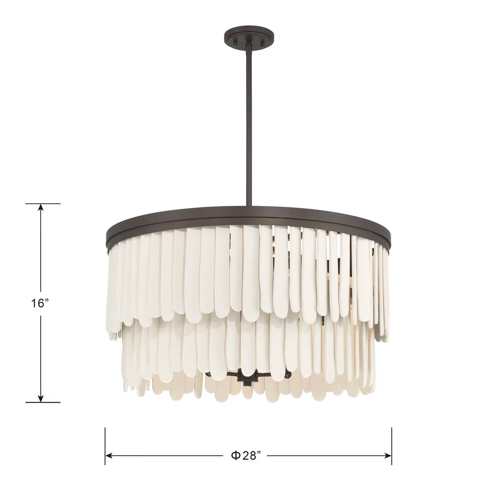 Minka-Lavery 2079-860 Dark Bronze With Off White Briscade 28'' 9-light Pendant Image 2