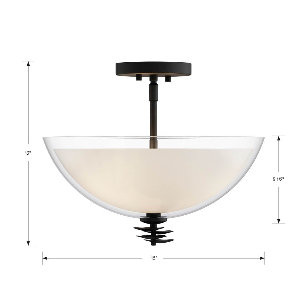 Minka-Lavery 10255-899 Dark Matte Black Elowen 15'' 3-light Semi-flush Mount Image 3