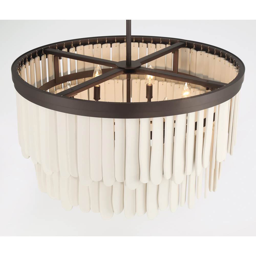Minka-Lavery 2079-860 Dark Bronze With Off White Briscade 28'' 9-light Pendant Image 6