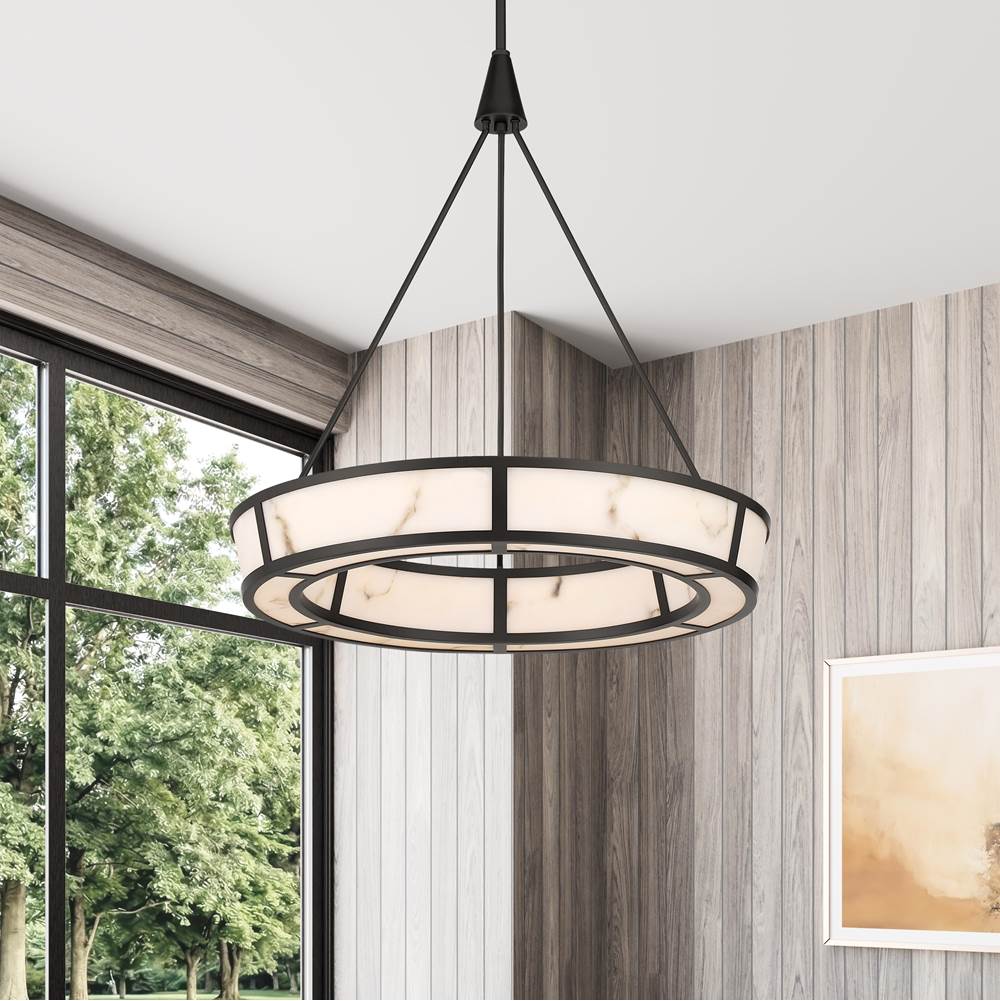 Minka-Lavery 3475-860-L Dark Bronze With Faux Alabaster Velaris 24'' Led Pendant Image 2