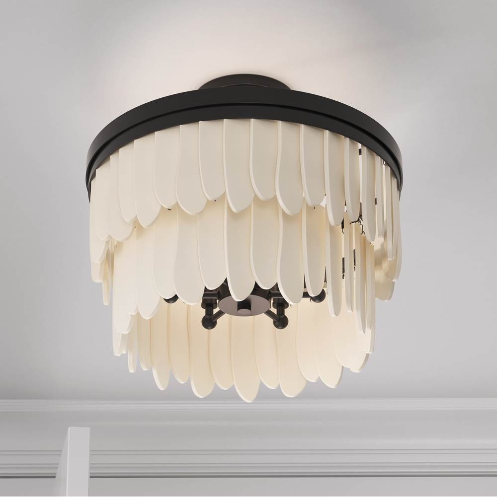 Minka-Lavery 2076-860 Dark Bronze With Off White Briscade 18'' 6-light Semi-flush Mount Image 4