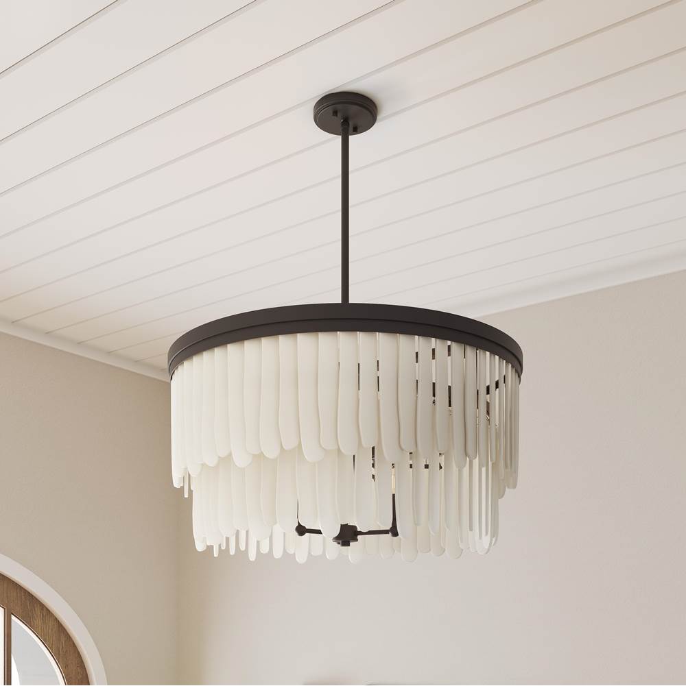Minka-Lavery 2079-860 Dark Bronze With Off White Briscade 28'' 9-light Pendant Image 3