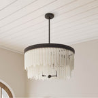 Minka-Lavery 2079-860 Dark Bronze With Off White Briscade 28'' 9-light Pendant Image 3