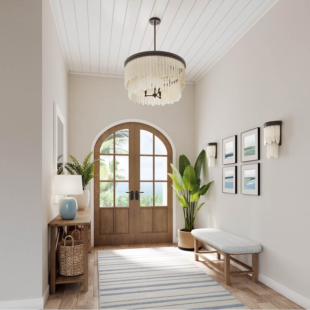 Minka-Lavery 2079-860 Dark Bronze With Off White Briscade 28'' 9-light Pendant Image 4