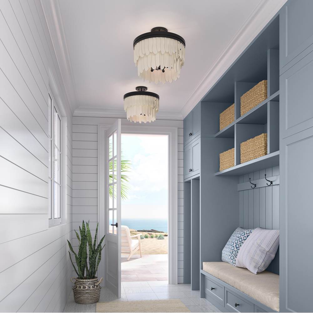 Minka-Lavery 2076-860 Dark Bronze With Off White Briscade 18'' 6-light Semi-flush Mount Image 5
