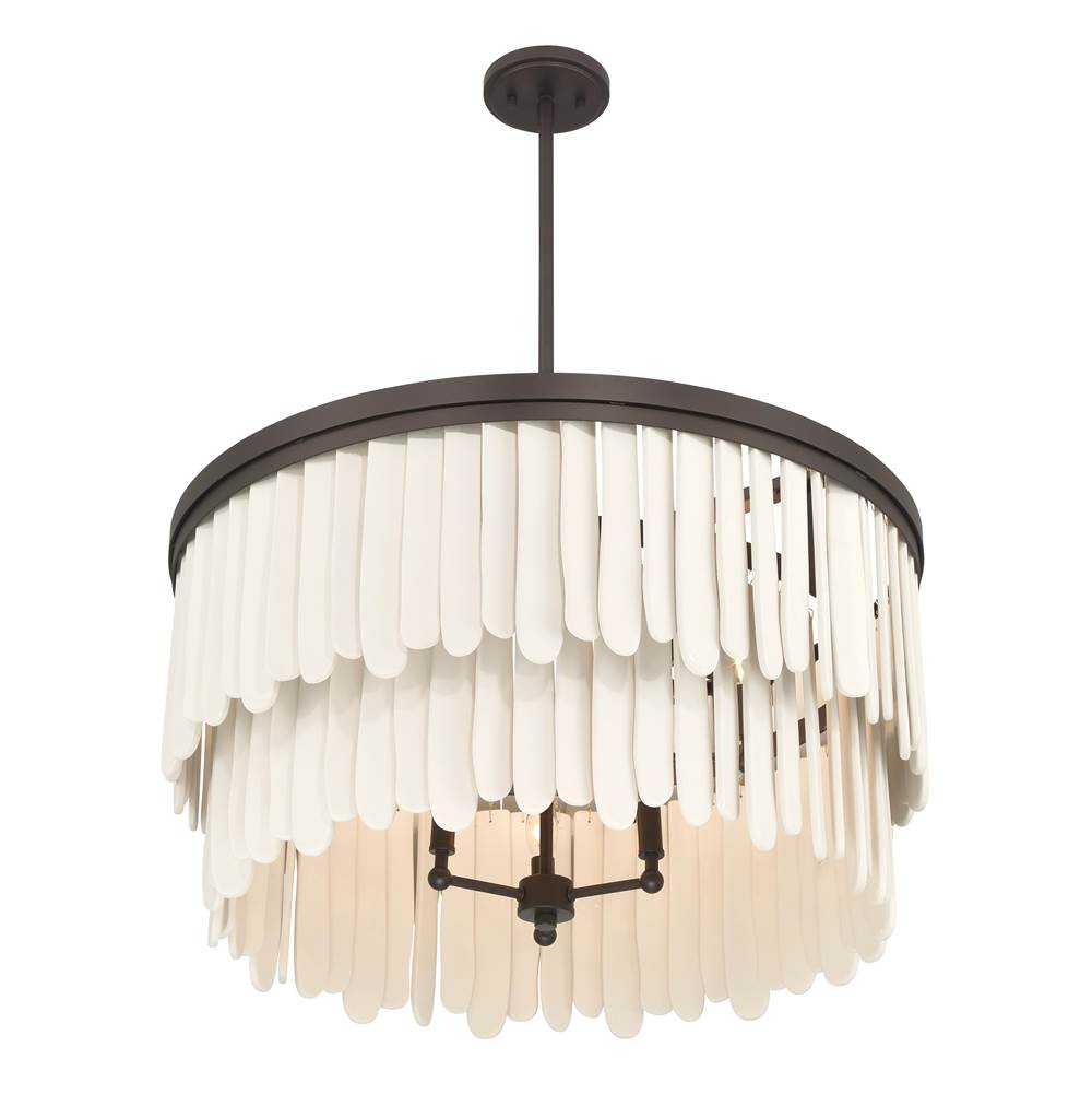 Minka-Lavery 2079-860 Dark Bronze With Off White Briscade 28'' 9-light Pendant Image 8