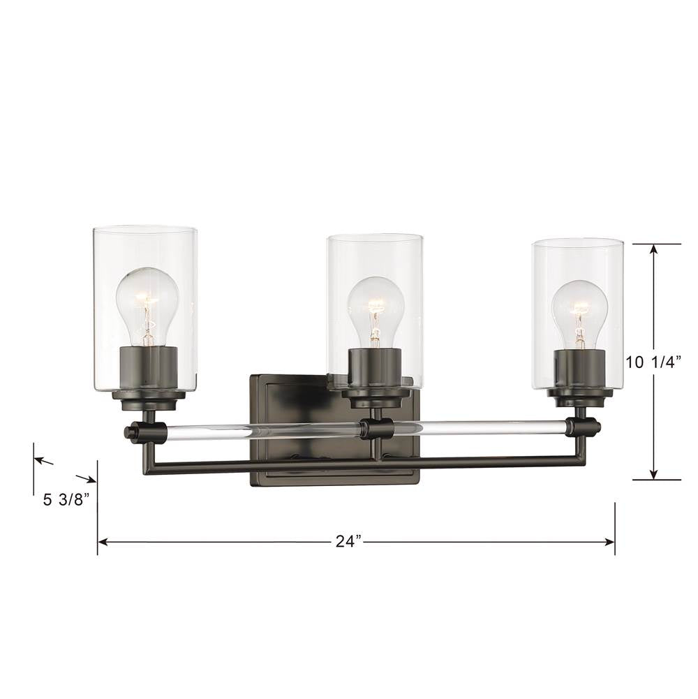 Minka-Lavery 2643-749 Rustic Gun Metal Binsly 24'' Wide 3-light Vanity Image 3