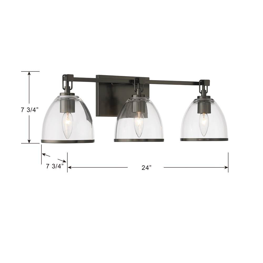 Minka-Lavery 15023-749 Rustic Gun Metal Wynnfrost 24'' Wide 3-light Vanity Image 3