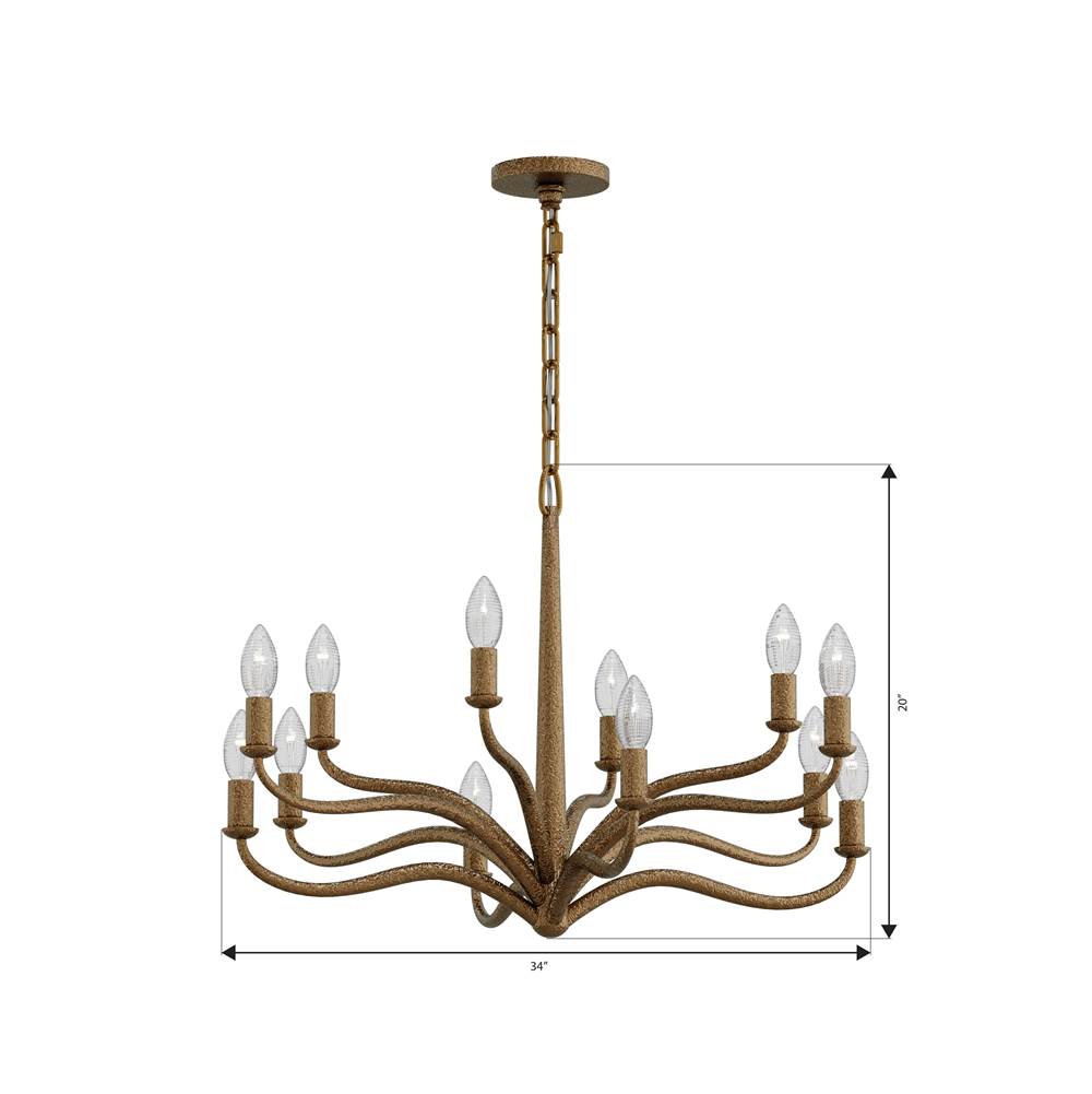 Metropolitan Lighting N3318-891 Textured Dusken Brass Dorianne 34'' 12-light Chandelier Image 2