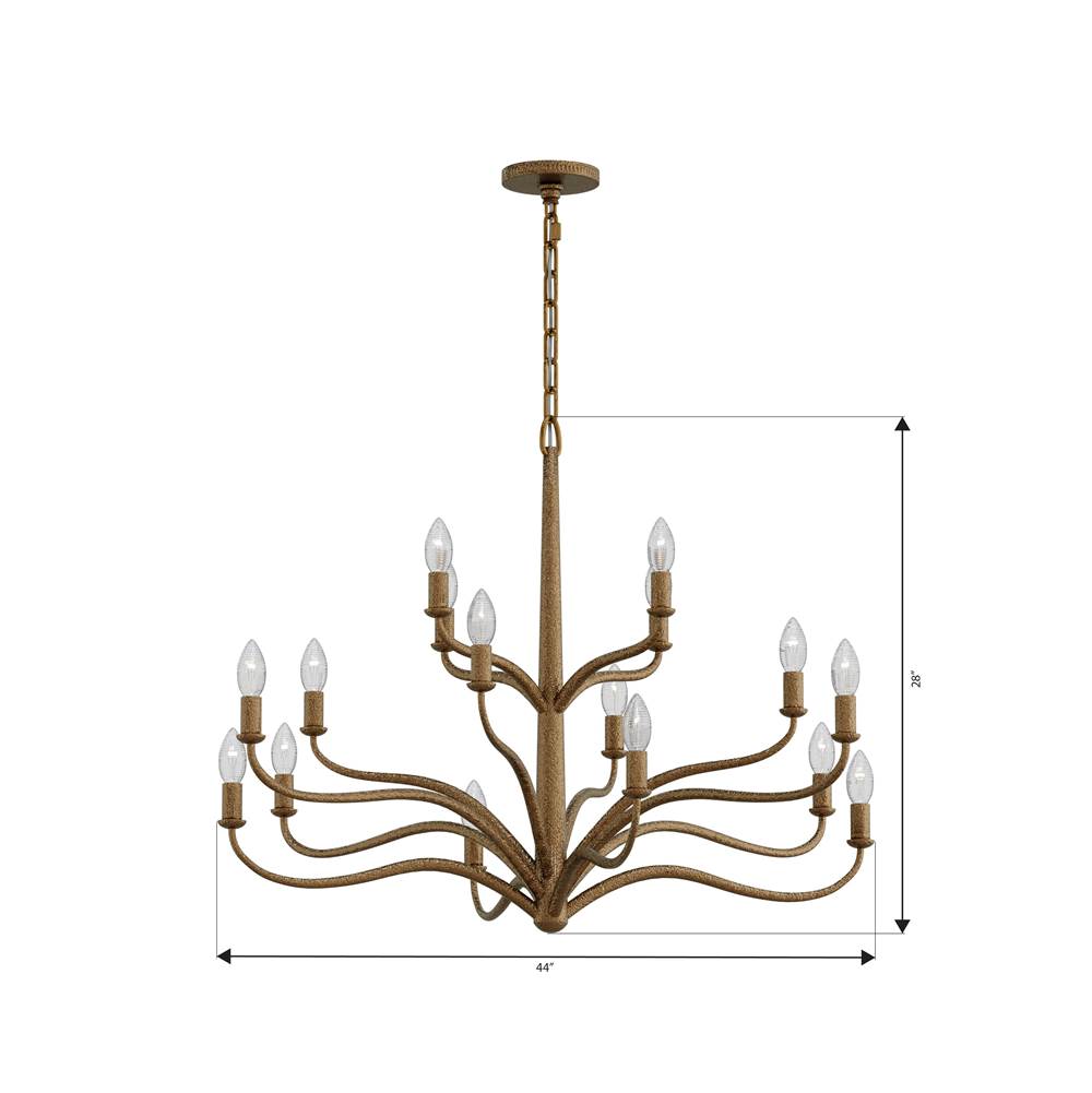 Metropolitan Lighting N3319-891 Textured Dusken Brass Dorianne 44'' 16-light Chandelier Image 2