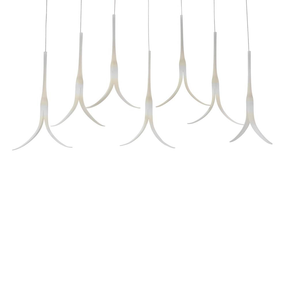 Metropolitan Lighting Featherly 7-light Gold Island Light With White Frosted Glass Shades