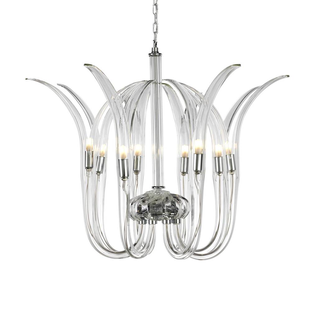 Metropolitan Lighting Cisne 8-light Polished Nickel Pendant With Clear Crystal Shades