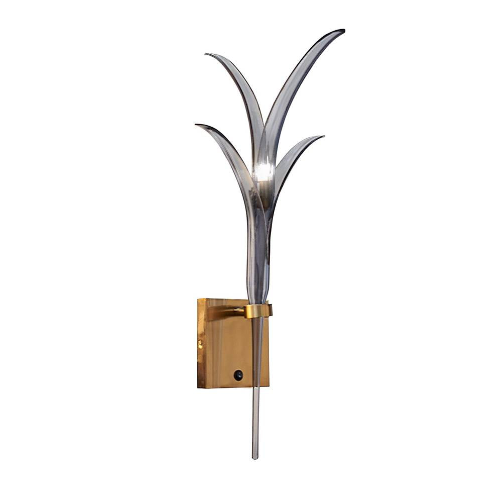 Metropolitan Lighting Featherly 1-light Gold Wall Sconce With Smoke Blue Glass Shade