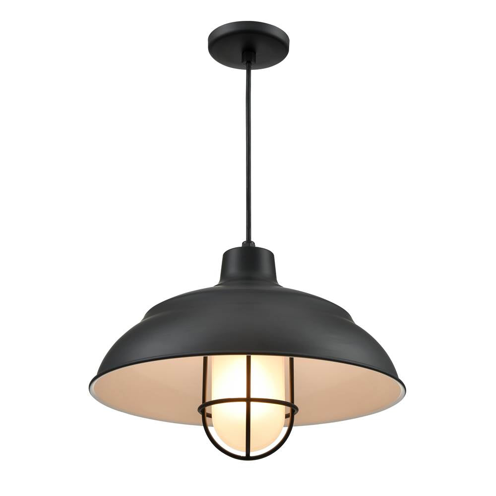 Millennium Lighting RWHCGC17-SB Satin Black R-series 17'' Wide 1-light Indoor/outdoor Warehouse Cord Hung Shade - Satin Black Image 5