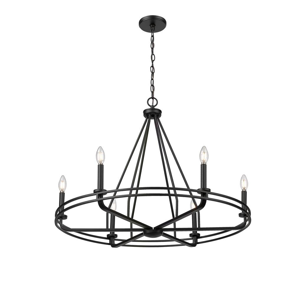 Millennium Lighting 21606-MB Matte Black Jody 32.5'' Wide 6-light Chandelier - Matte Black Image 1