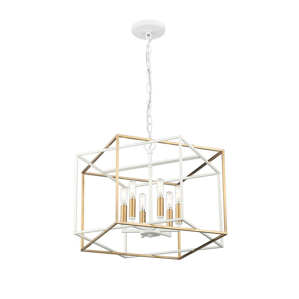 Millennium Lighting 22609-MW/VB Matte White,Vintage Brass Pendant Light Image 5