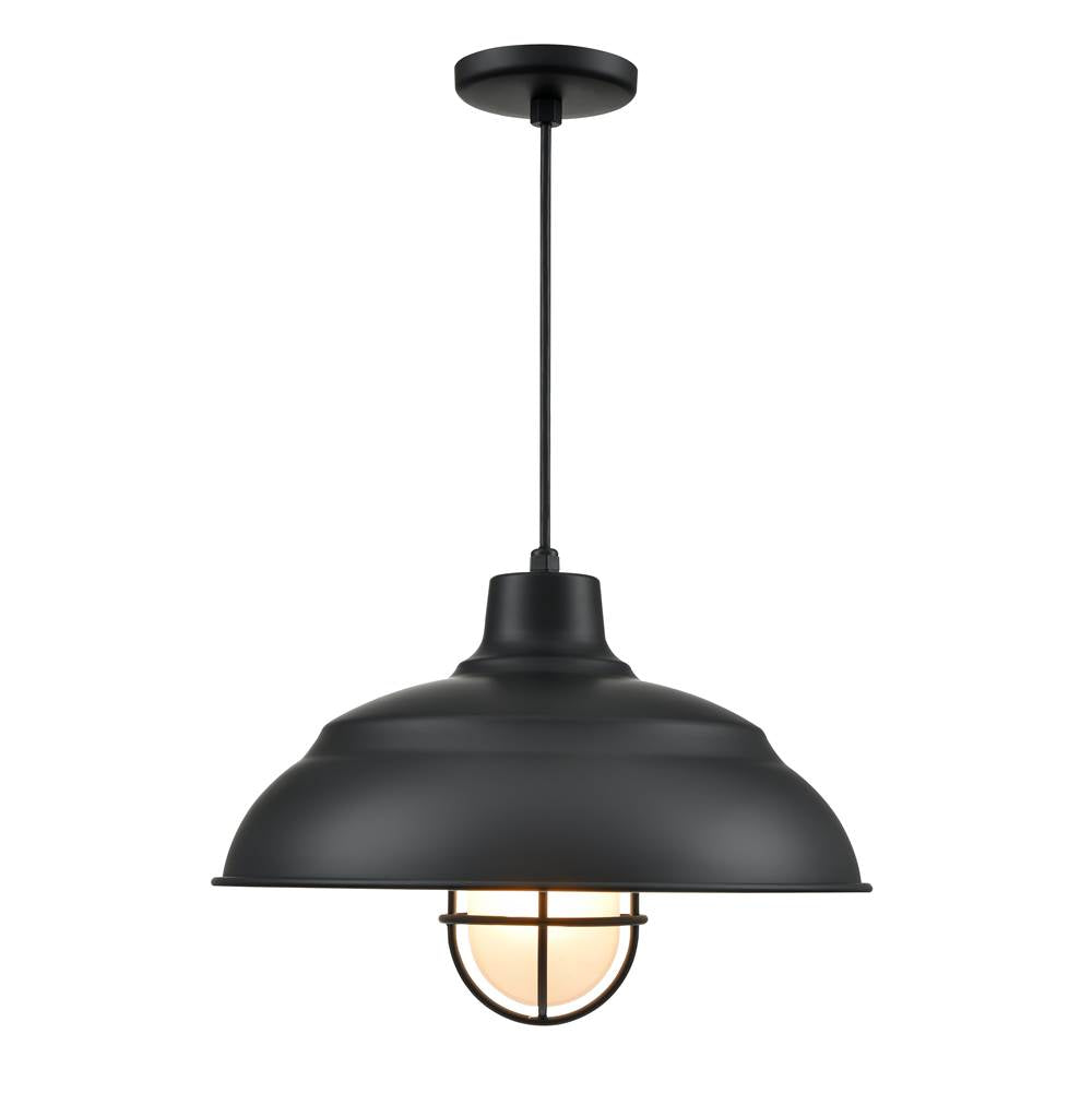 Millennium Lighting RWHCGC17-SB Satin Black R-series 17'' Wide 1-light Indoor/outdoor Warehouse Cord Hung Shade - Satin Black Image 1