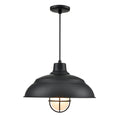 Millennium Lighting RWHCGC17-SB Satin Black R-series 17'' Wide 1-light Indoor/outdoor Warehouse Cord Hung Shade - Satin Black Image 1