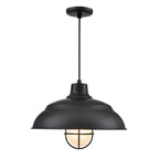 Millennium Lighting RWHCGC17-SB Satin Black R-series 17'' Wide 1-light Indoor/outdoor Warehouse Cord Hung Shade - Satin Black Image 1