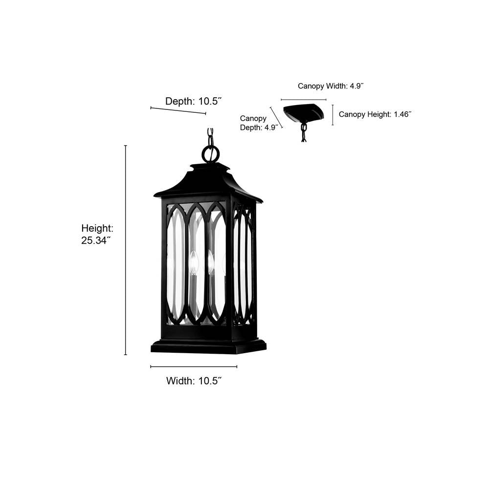 Millennium Lighting 88104-PBK Powder Coated Black Outdoor Hanging Lantern Image 2