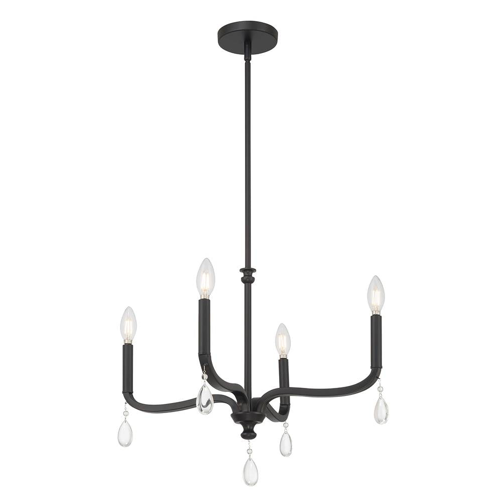 Millennium Lighting 220104-MB Matte Black Viremont 22'' Wide 4-light Chandelier Image 1