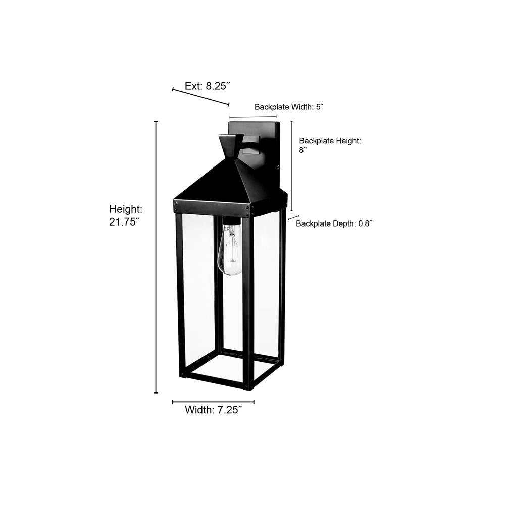 Millennium Lighting 22921-PBK Powder Coated Black Yates 21.75'' High 1-light Outdoor Wall Sconce - Painted Black Image 2