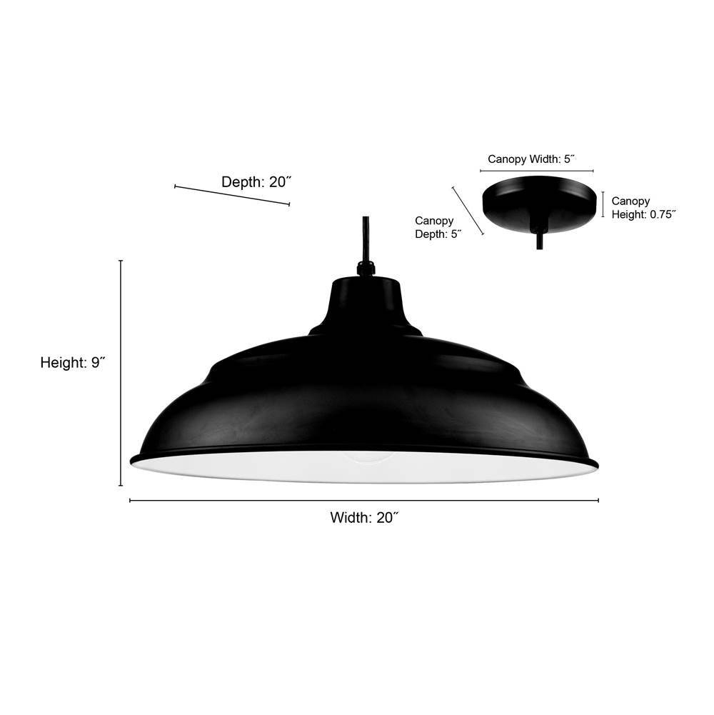 Millennium Lighting RALWHC20-SB Satin Black Cord Hung Aluminum Warehouse Image 2