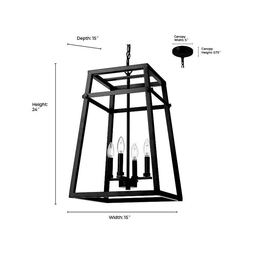 Millennium Lighting 19204-MB Matte Black Tellsa 15'' Wide 4-light Pendant - Matte Black Image 3