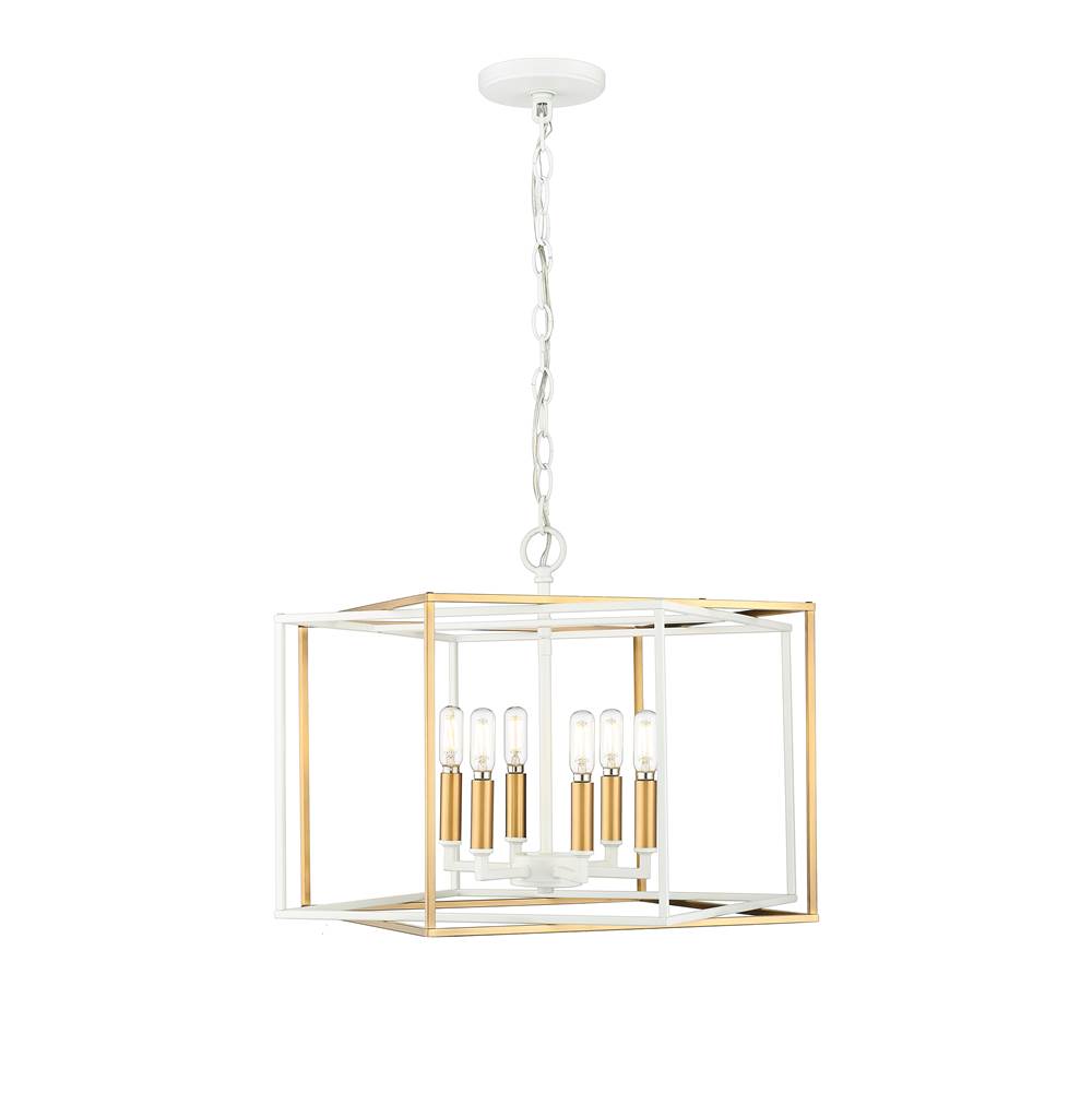 Millennium Lighting 22609-MW/VB Matte White,Vintage Brass Pendant Light Image 1