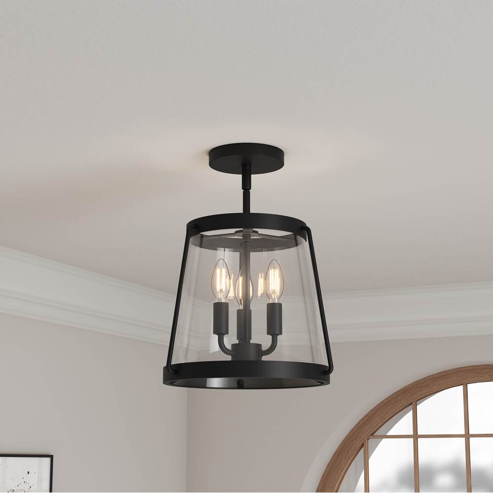 Millennium Lighting 230103-MB Matte Black Adabella 12.25'' Wide 3-light Semi-flush Mount Image 4