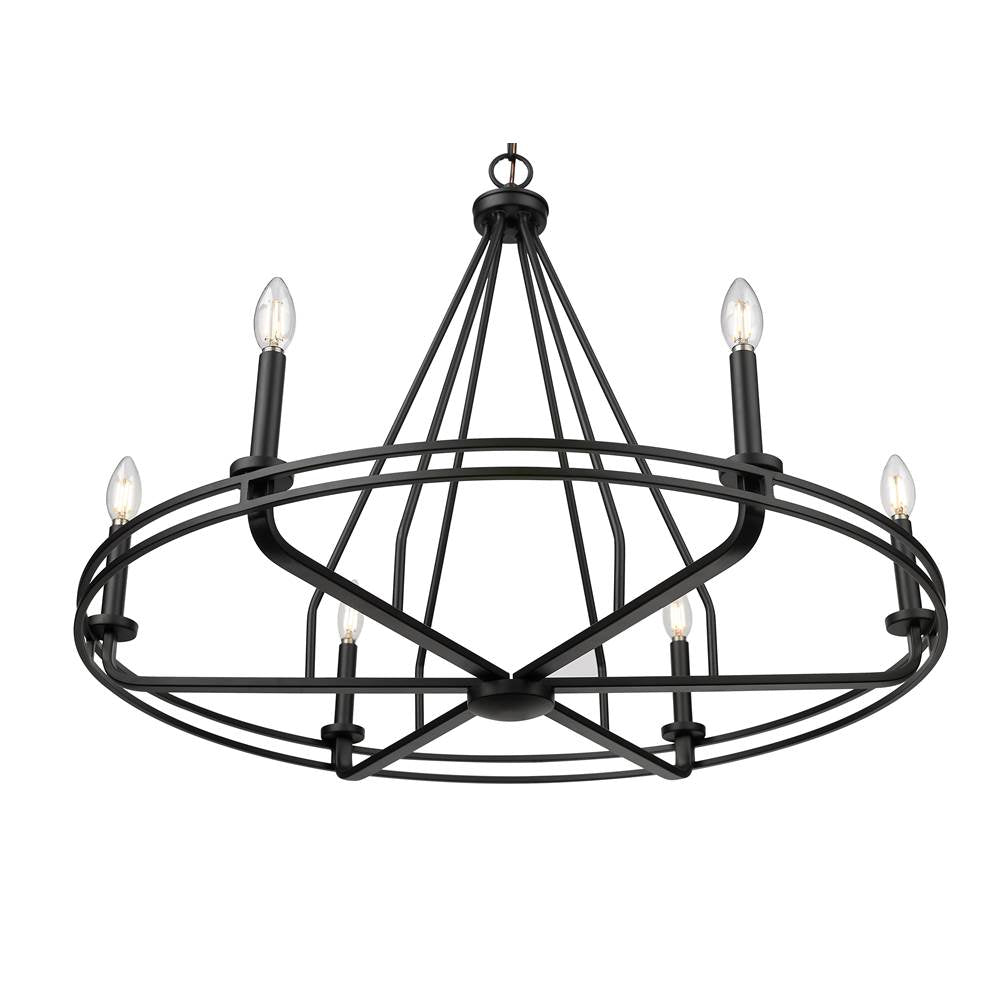 Millennium Lighting 21606-MB Matte Black Jody 32.5'' Wide 6-light Chandelier - Matte Black Image 6