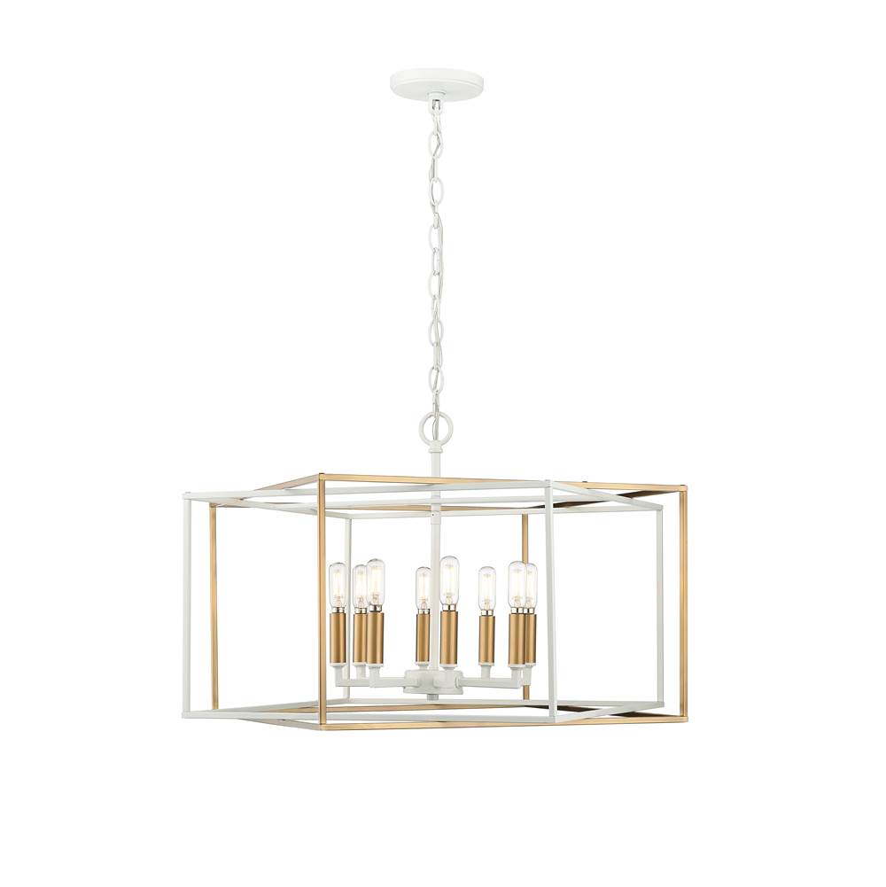 Millennium Lighting 22608-MW/VB Matte White,Vintage Brass Pendant Light Image 1