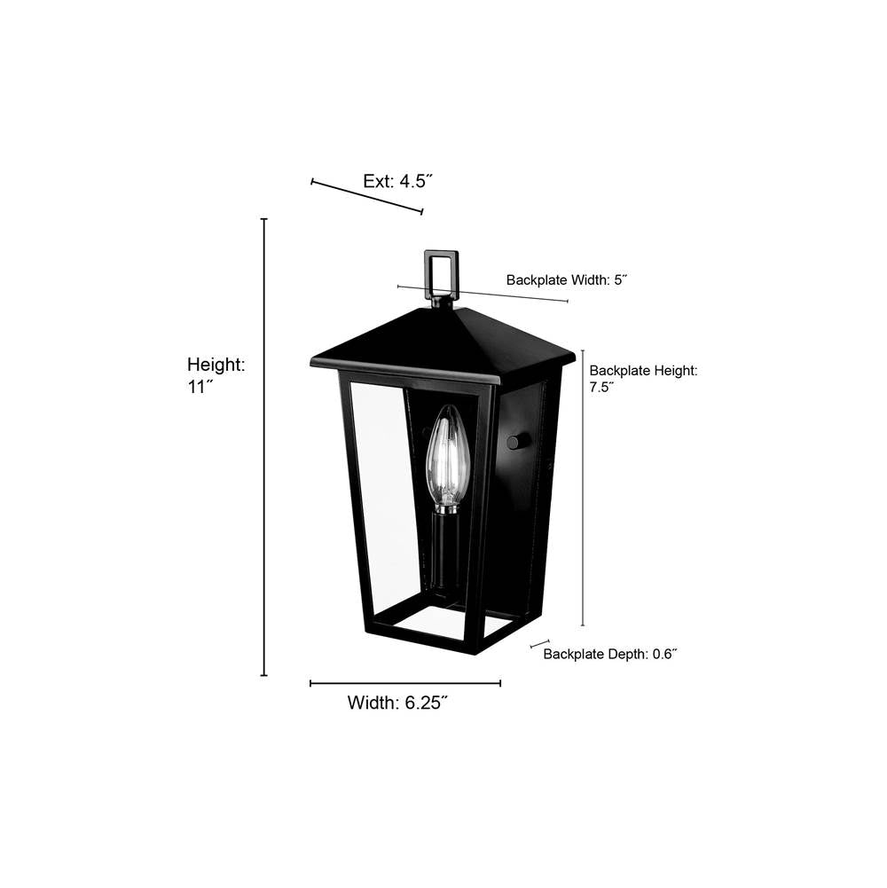 Millennium Lighting 198001-PBK Powder Coated Black Munger 11'' High 1-light Outdoor Wall Sconce - Powder Coated Black Image 2