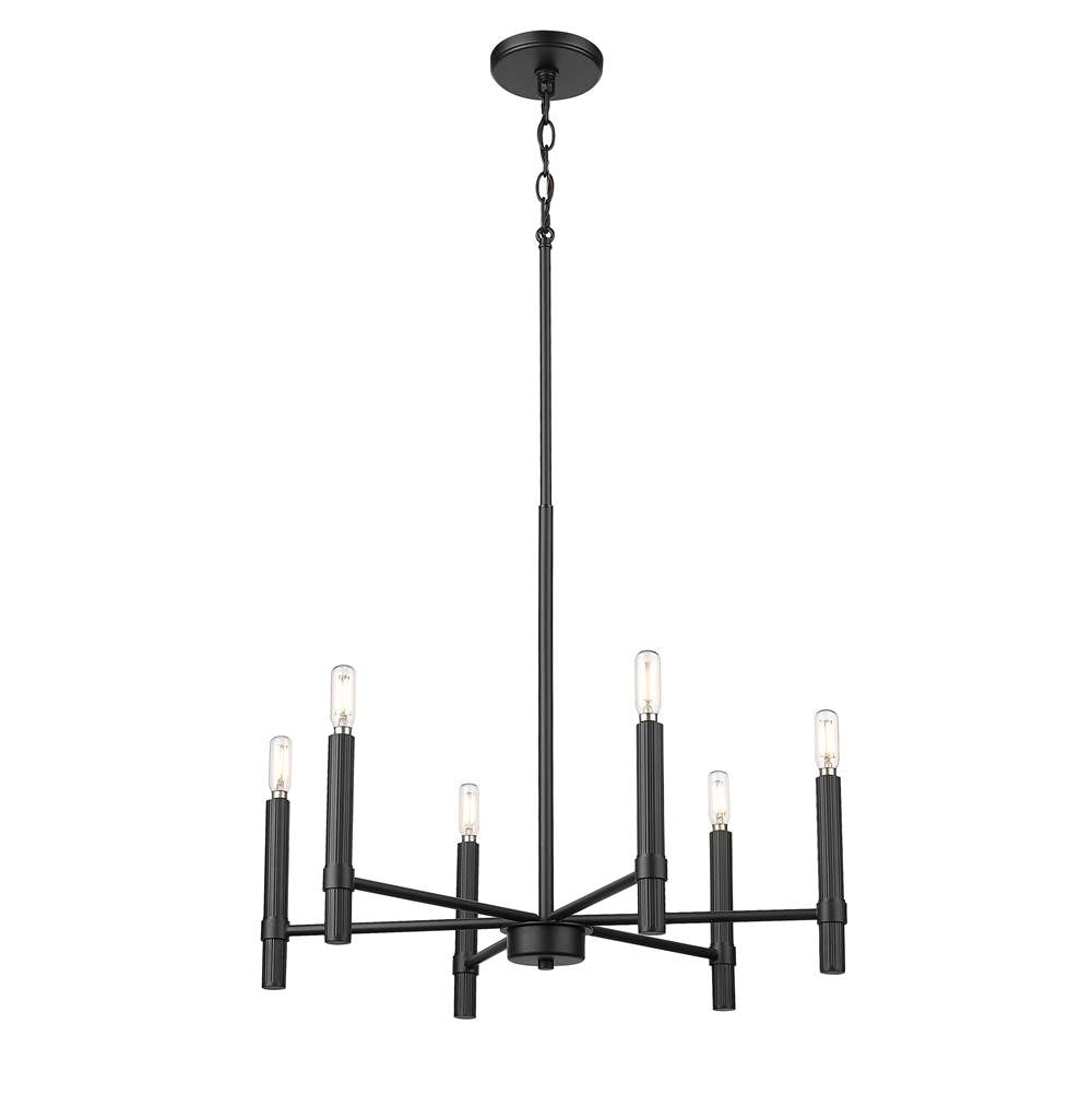 Millennium Lighting 25606-MB Matte Black Skyva 24.25'' Wide 6-light Chandelier - Matte Black Image 1
