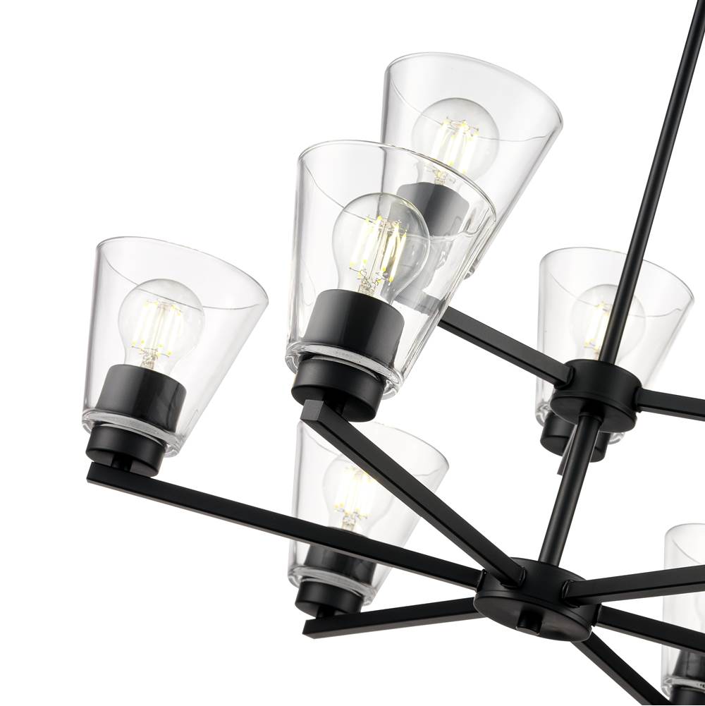 Millennium Lighting 64109-MB Matte Black Strayhan 28.5'' 9-light Chandelier - Matte Black Image 4