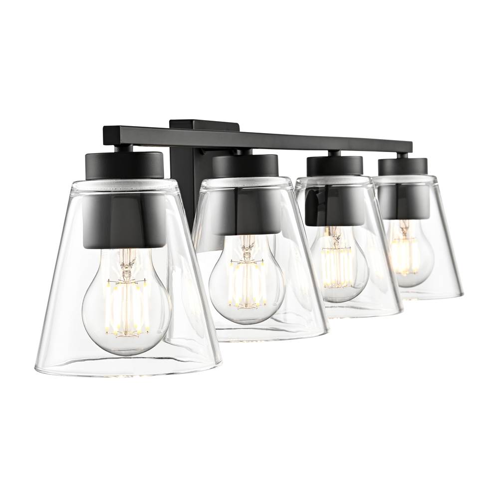 Millennium Lighting 64004-MB Matte Black Strayhan 31'' 4-light Vanity - Matte Black Image 6