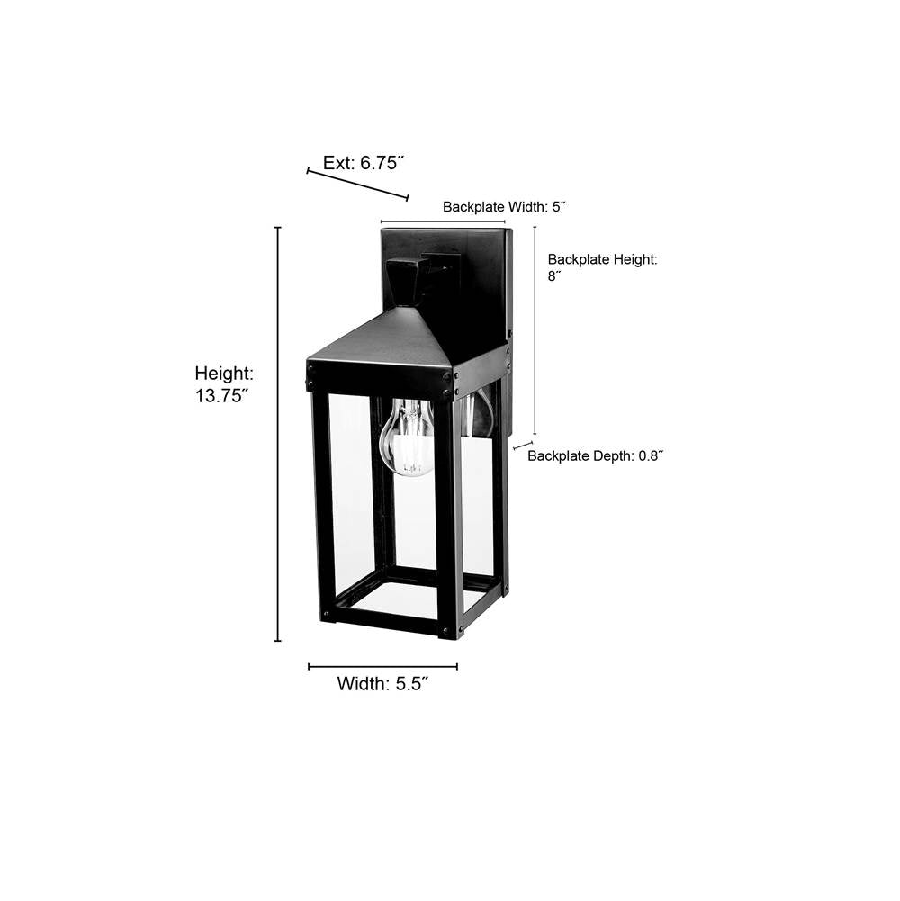 Millennium Lighting 22901-PBK Powder Coated Black Yates 13.75'' High 1-light Outdoor Wall Sconce - Powder Coated Black Image 2