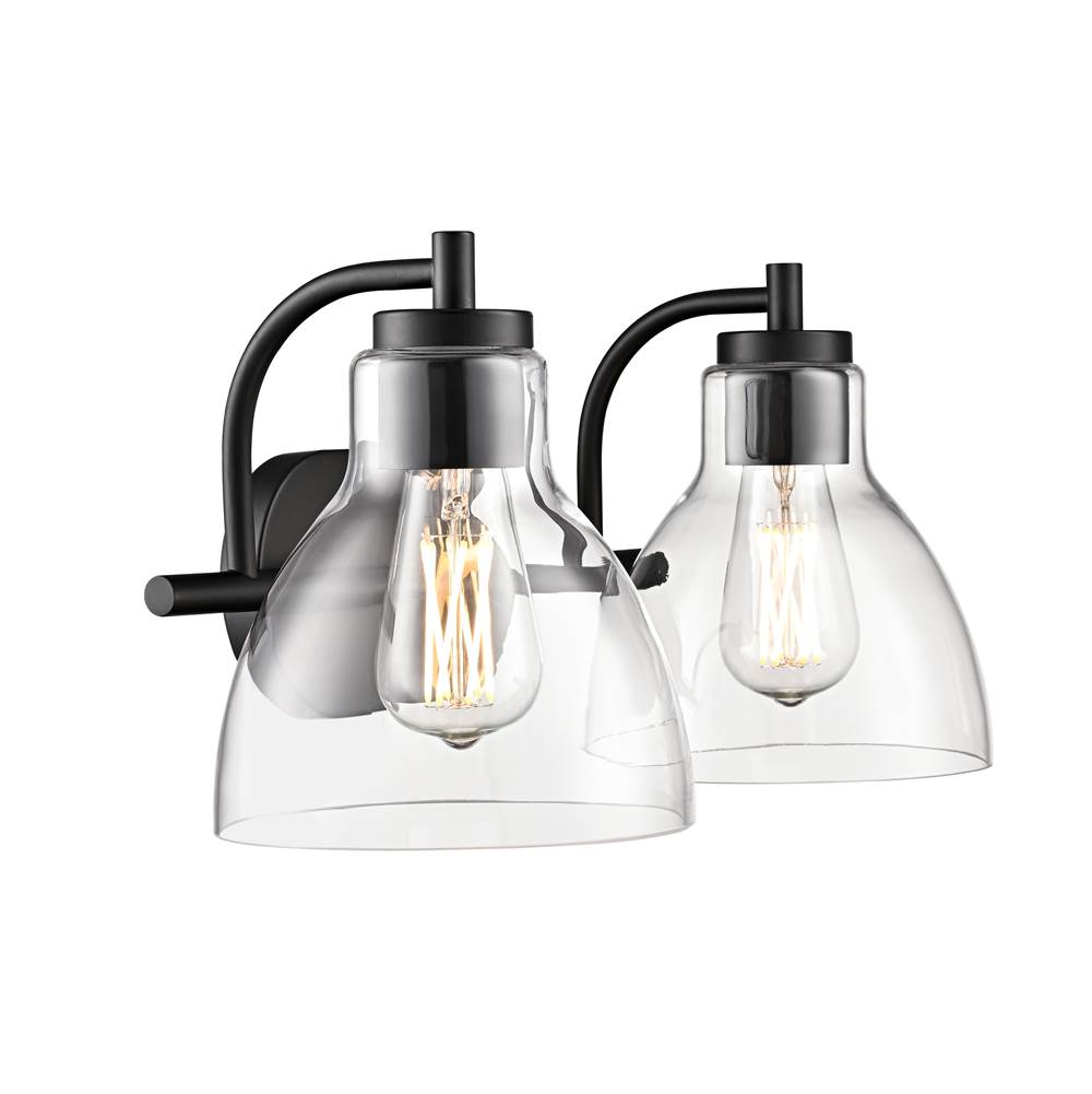 Millennium Lighting 6202-MB Matte Black Knightsdale 17.5''  2-light Vanity - Matte Black Image 6