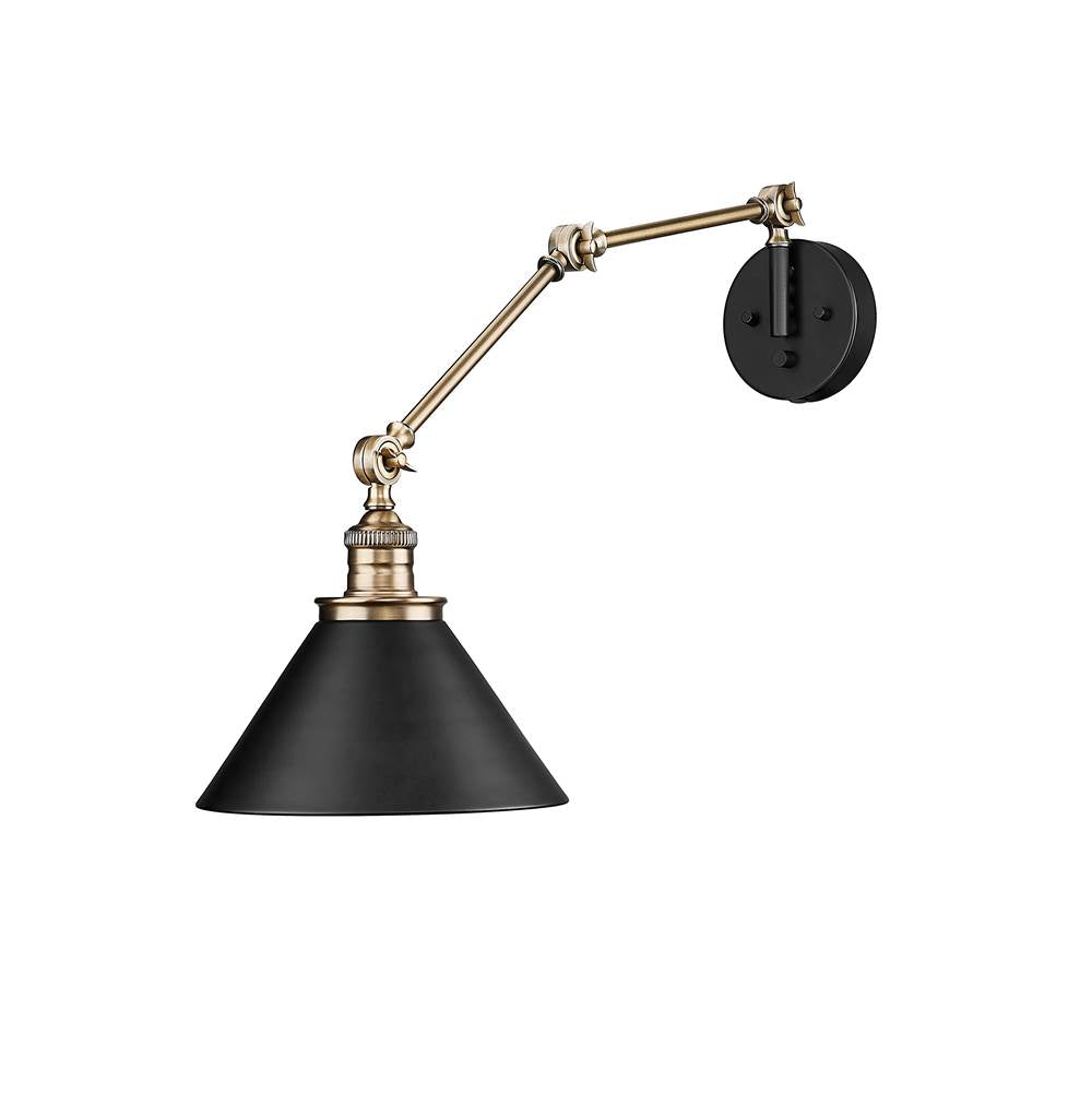 Millennium Lighting 11001-MB/VB Matte Black,Vintage Brass Swing Arm Sconce Light Image 5