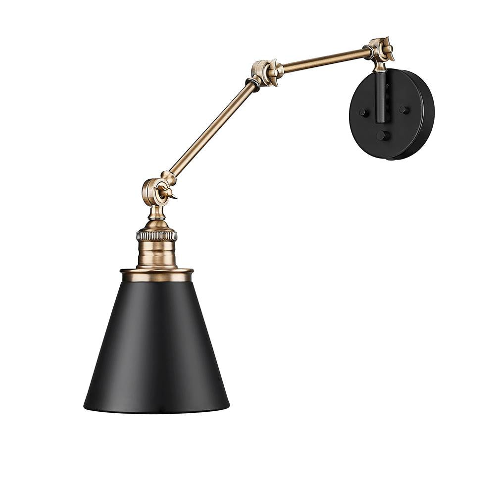 Millennium Lighting 10001-MB/VB Matte Black,Vintage Brass Swing Arm Sconce Light Image 5