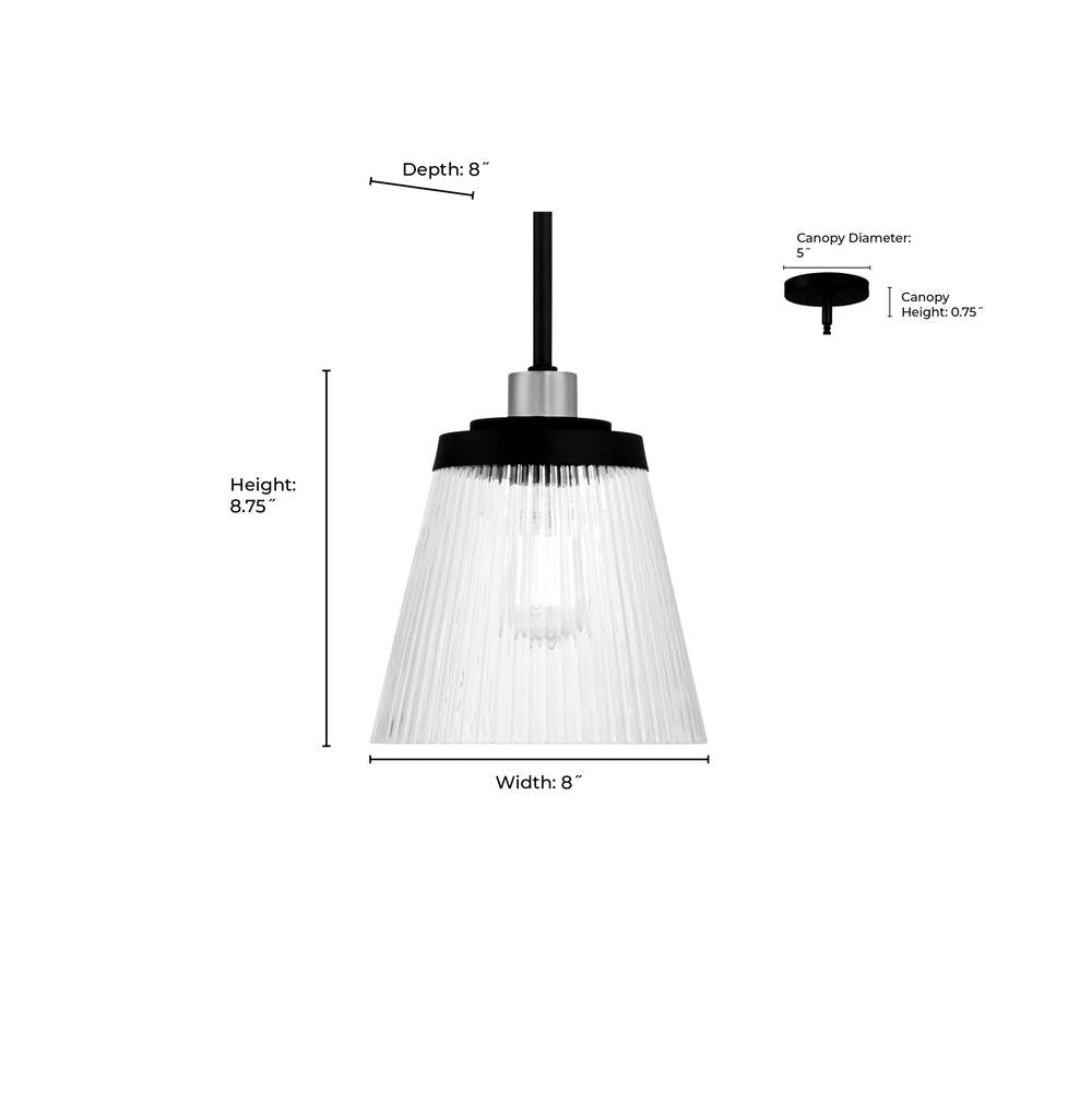 Millennium Lighting 9301-MB/VB Matte Black Lustria  8'' Wide 1-light Mini Pendant Image 2