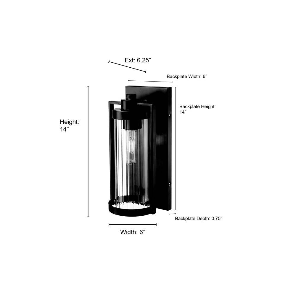 Millennium Lighting 192001-PBK Powder Coated Black Braselton 14'' High 1-light Outdoor Wall Sconce - Powder Coated Black Image 2
