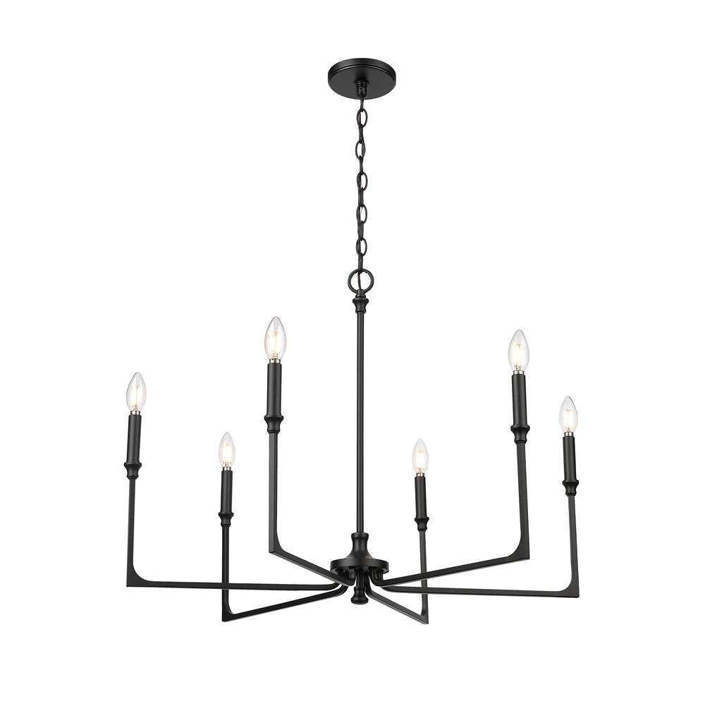 Millennium Lighting 25306-MB Matte Black Azara 32'' Wide 6-light Chandelier - Matte Black Image 1