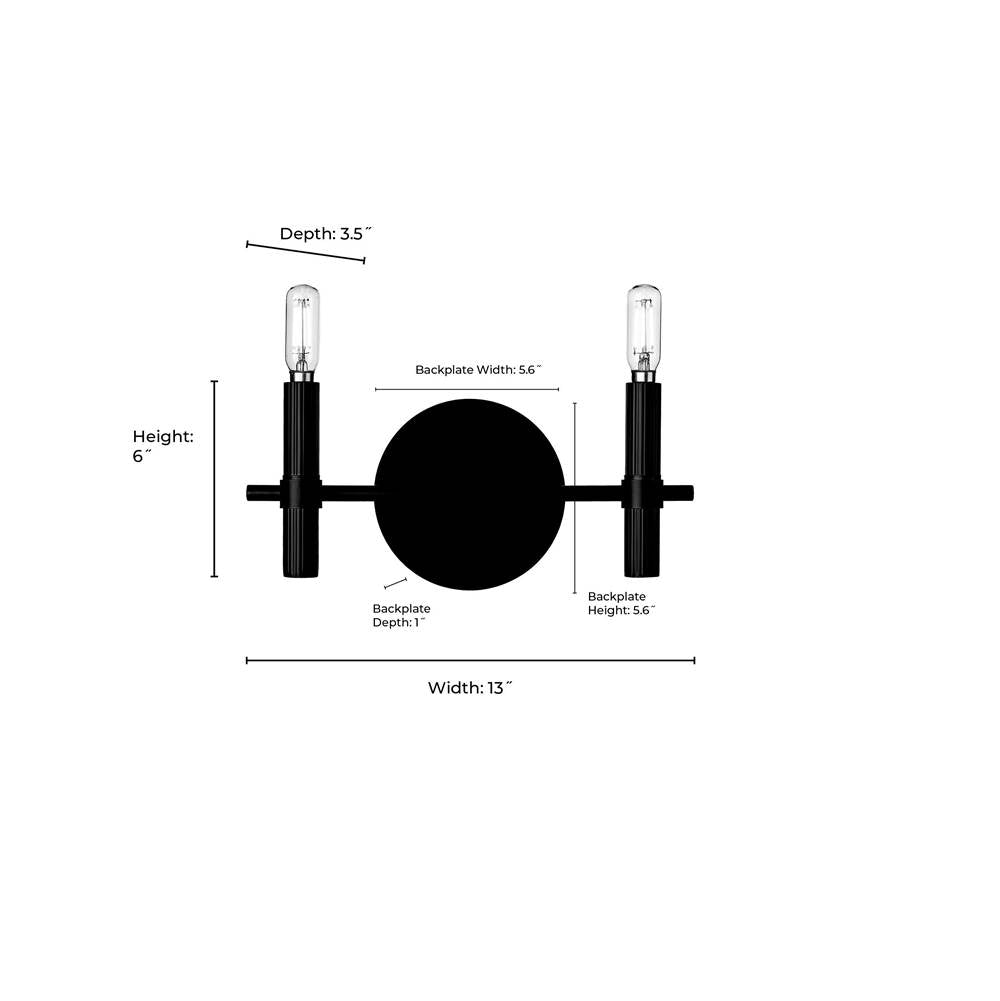 Millennium Lighting 25602-MB Matte Black Skyva 6'' High 2-light Vanity - Matte Black Image 3
