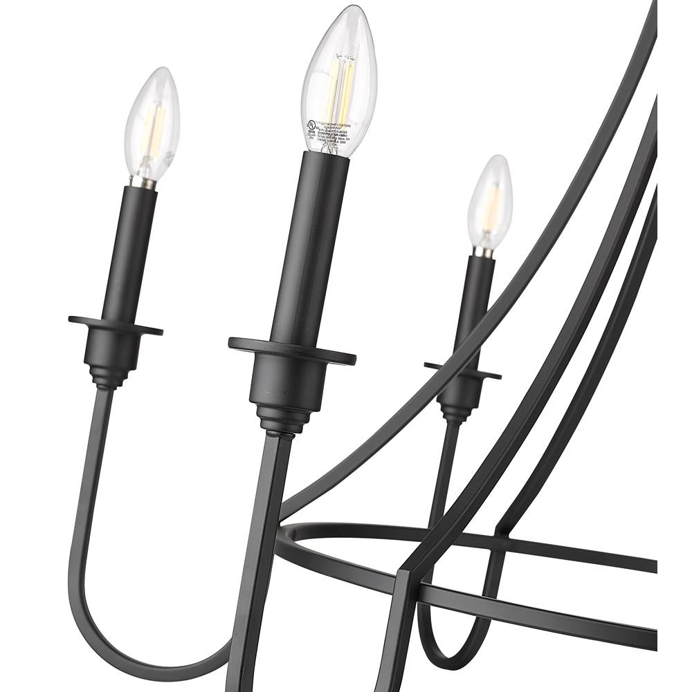 Millennium Lighting 12206-MB Matte Black Chandelier Ceiling Light Image 3