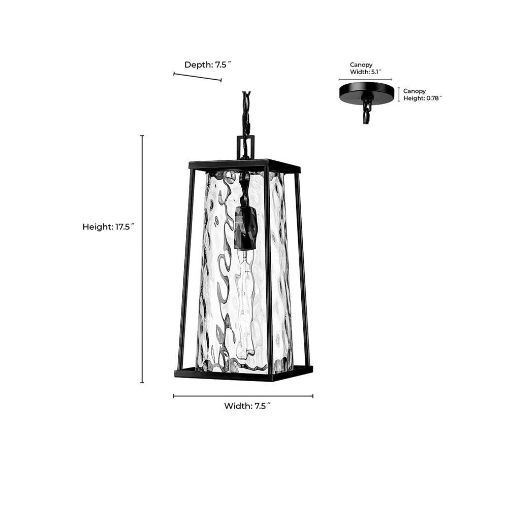 Millennium Lighting 10621-PBK Powder Coated Black Outdoor Hanging Lantern Image 3