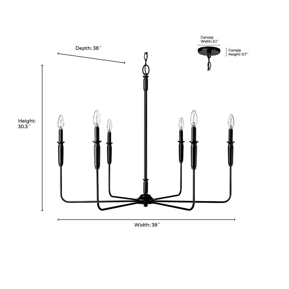 Millennium Lighting 29406-MB Matte Black Chandelier Ceiling Light Image 3