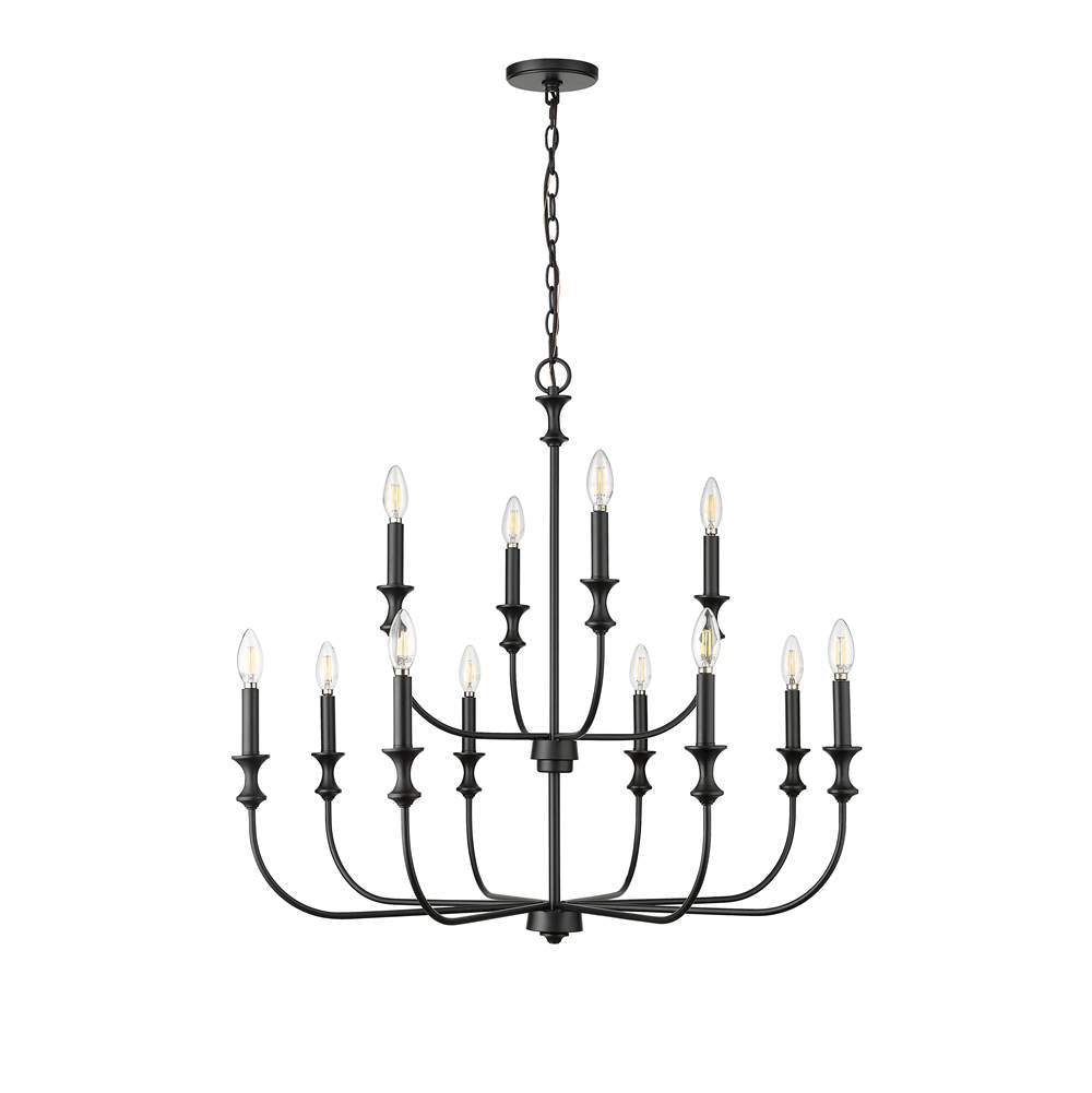 Millennium Lighting 29612-MB Matte Black Chandelier Ceiling Light Image 1